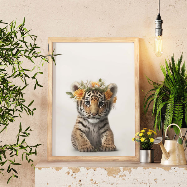 Tiger Wall Art, Woodland Baby Shower, Jungle Nursery Decor, Baby Shower Gift, Trendy Wall Art, Kids Room Decor, Gift For Mom, New Home Gift