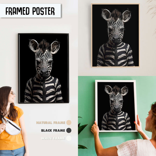 Zebra Wall Art, Vintage Gothic Stripe, Aesthetic Safari Theme, African Decor, Equine Portrait