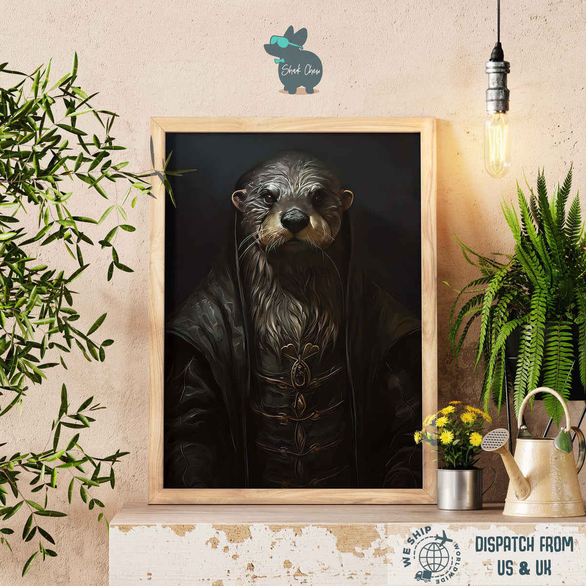 Gothic Otter Animal Wall Art, Cute Home Decor, Fall Art Gift Idea, Gothic African Wall Art Print, Contemporary Art, Renaissance Art