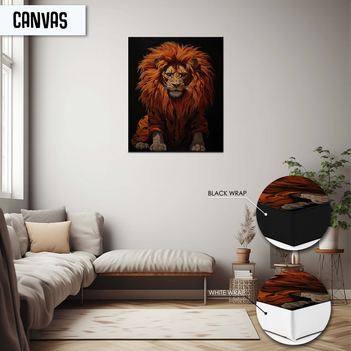 Gothic Lion Wall Art, Wild Jungle Animal Wall Decor, Safari Nursery Picture Print Artwork Decoration, Gothic Animal Art Print Wall Decor