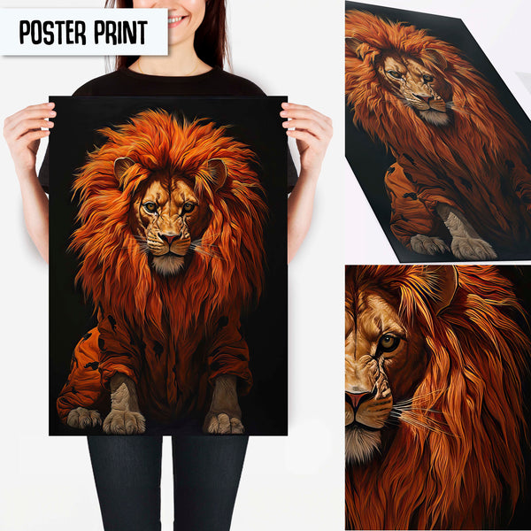 Gothic Lion Wall Art, Wild Jungle Animal Wall Decor, Safari Nursery Picture Print Artwork Decoration, Gothic Animal Art Print Wall Decor