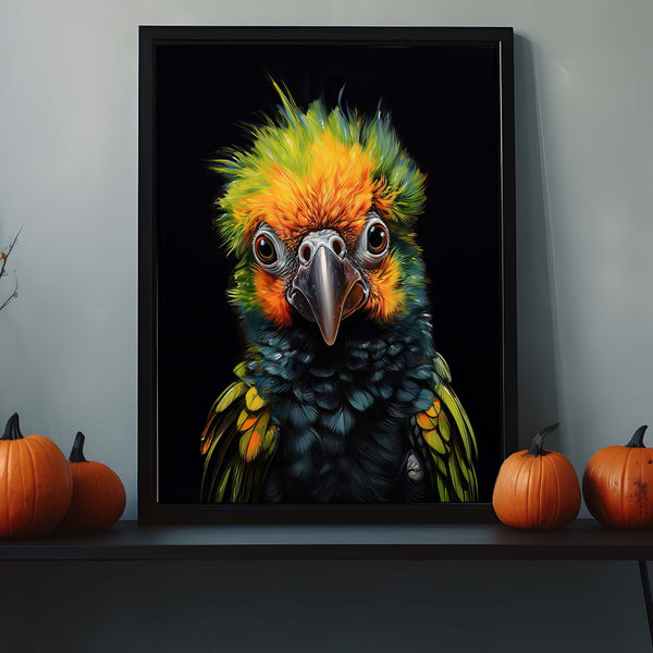 Vintage Parrot Wall Art, Halloween Animal Decor, Tropical Bird Print, Aesthetic Room Decor, Animal Art Print, Above Bed Art, Nursery Decor