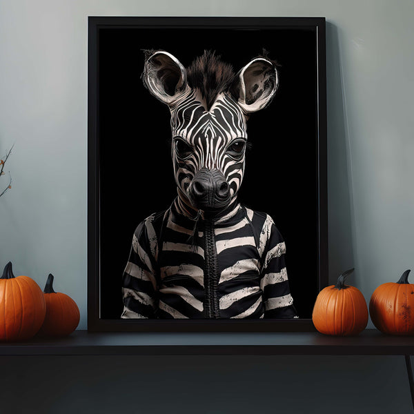 Zebra Wall Art, Vintage Gothic Stripe, Aesthetic Safari Theme, African Decor, Equine Portrait