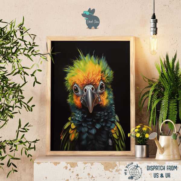 Vintage Parrot Wall Art, Halloween Animal Decor, Tropical Bird Print, Aesthetic Room Decor, Animal Art Print, Above Bed Art, Nursery Decor