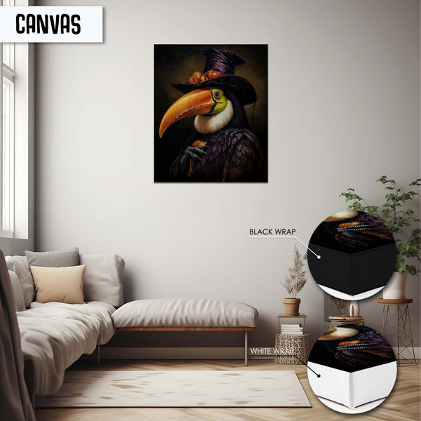 Halloween Toucan Wall Art, Gothic Animal Art Print Wall Decor, Renaissance Portrait, Animal Wall Decor for Home Decorations