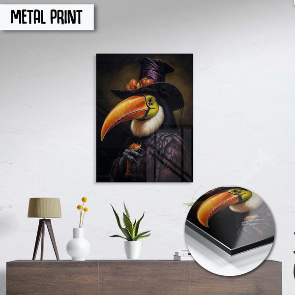 Halloween Toucan Wall Art, Gothic Animal Art Print Wall Decor, Renaissance Portrait, Animal Wall Decor for Home Decorations