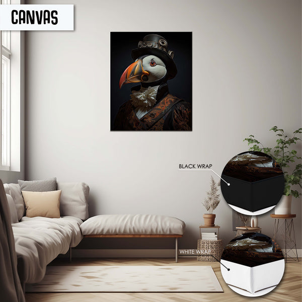 Gothic Puffin Wall Art: Unique, Large Wall Art  Decor for Animal lover, Animal Vintage Gothic Art Print Home Decor