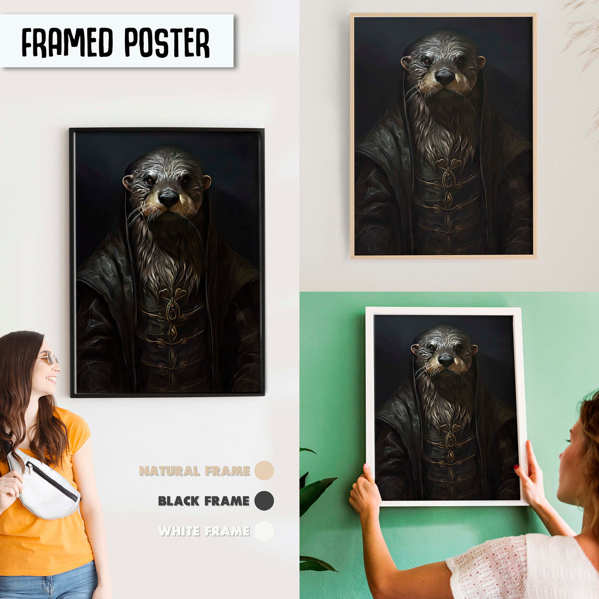 Gothic Otter Animal Wall Art, Cute Home Decor, Fall Art Gift Idea, Gothic African Wall Art Print, Contemporary Art, Renaissance Art