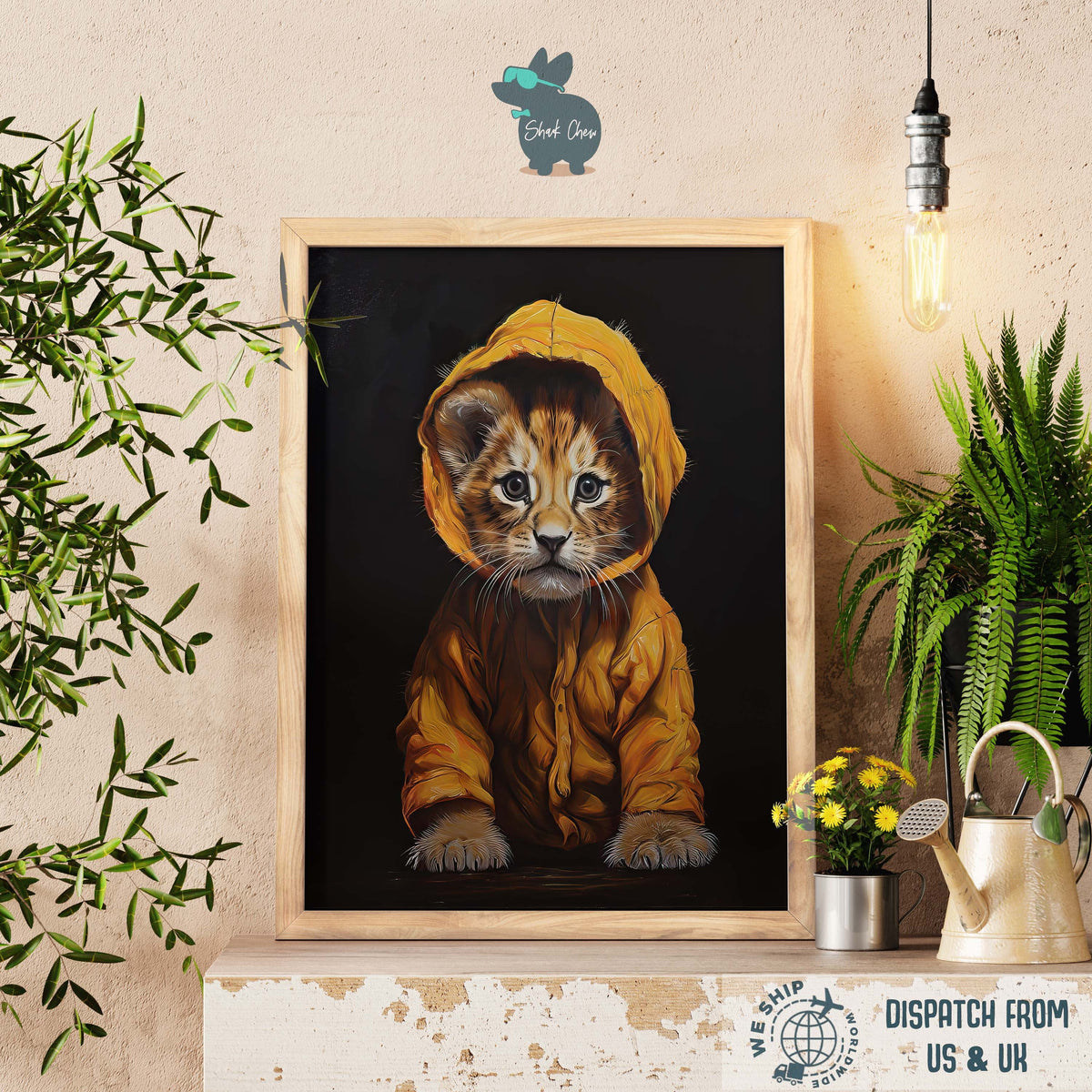 Lion Animal Wall Art, Gothic Decor, Scary Nature Picture, Autumn Wildlife Art, Gothic Animal Art Print Wall Decor, Renaissance Portrait