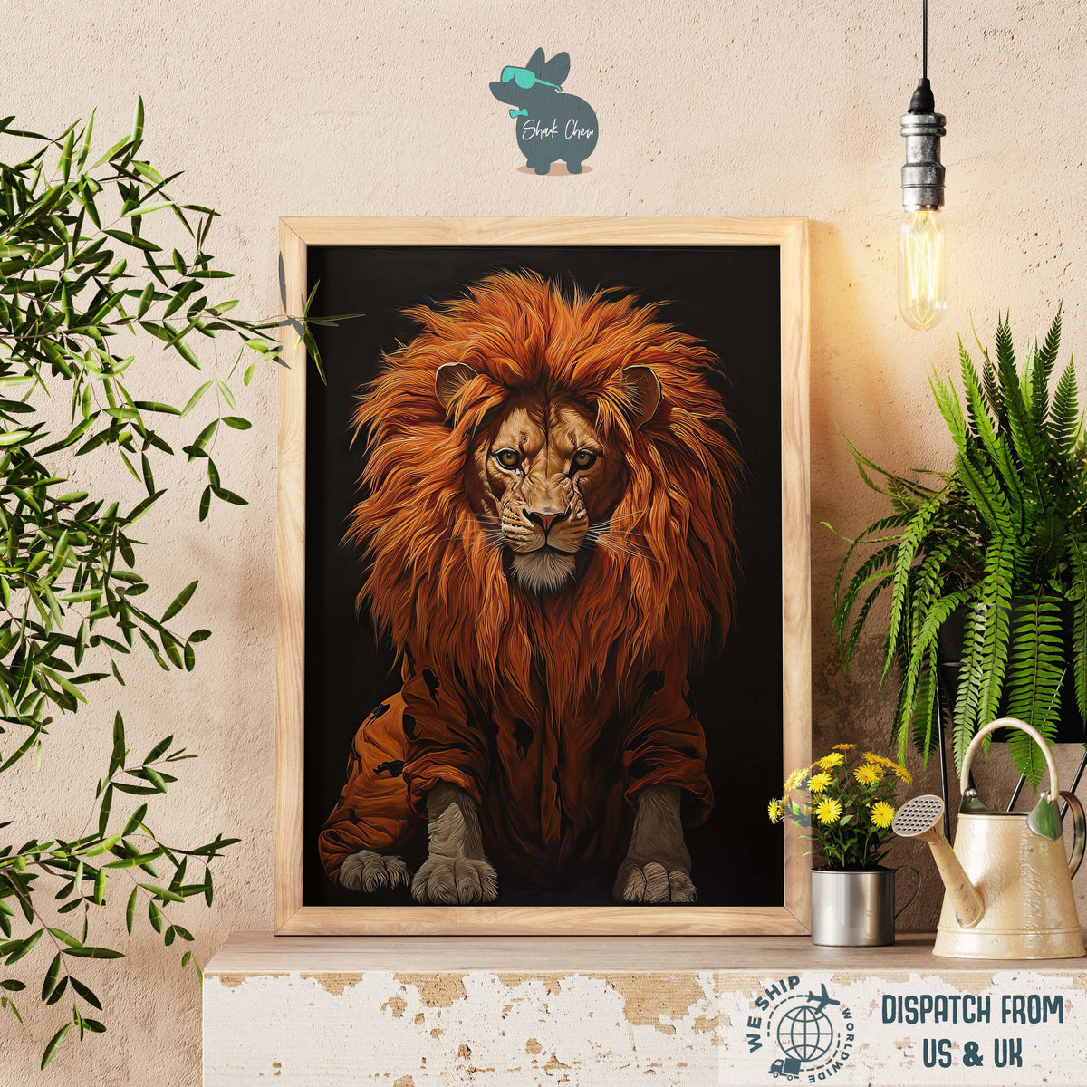 Gothic Lion Wall Art, Wild Jungle Animal Wall Decor, Safari Nursery Picture Print Artwork Decoration, Gothic Animal Art Print Wall Decor