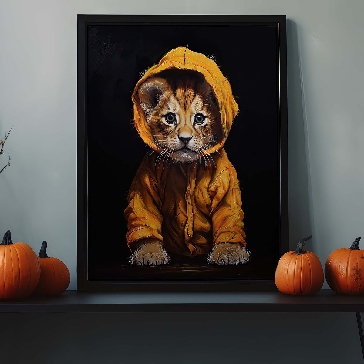 Lion Animal Wall Art, Gothic Decor, Scary Nature Picture, Autumn Wildlife Art, Gothic Animal Art Print Wall Decor, Renaissance Portrait