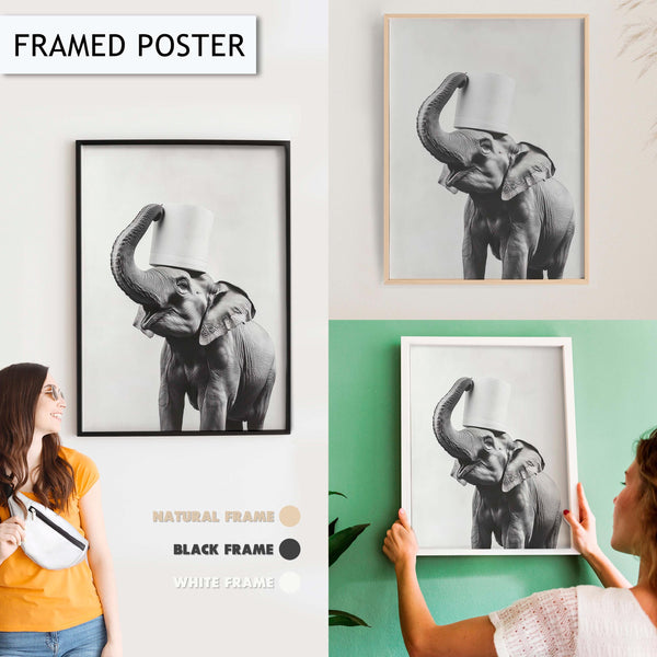 Elephant Bathroom Art Print, Funny Animal Wall Decor for Bathroom, Baby Elephant Print for Toilet Wall Art, Funny Toilet Prints Art Decor