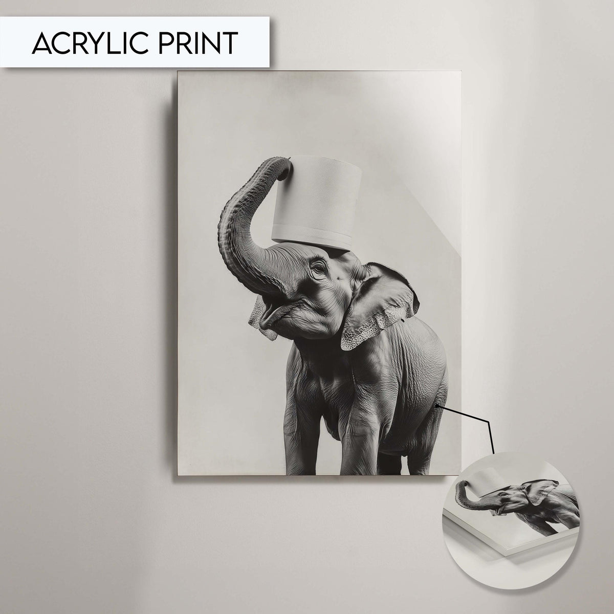 Elephant Bathroom Art Print, Funny Animal Wall Decor for Bathroom, Baby Elephant Print for Toilet Wall Art, Funny Toilet Prints Art Decor