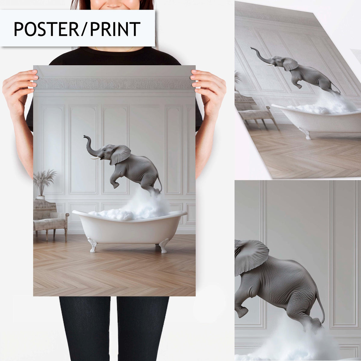 Funny Bathroom Art, Fun Wall Art, Bathroom Accessories, Bathroom Prints, Elephant Bathroom Wall Art, Funny Animal Bathroom Print