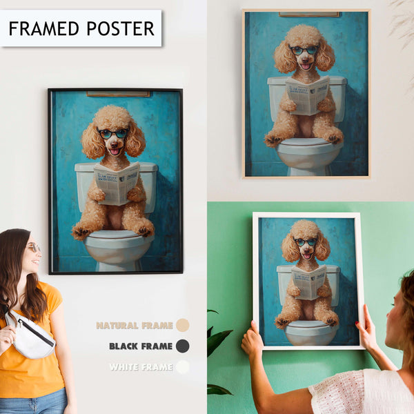 Poodle Bathroom Art Print, Funny Animal Wall Decor for Bathroom, Dog Print for Toilet Wall Art, Humorous Bathroom Decor, Pet Lover Gift