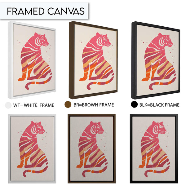 Colorful Tiger Wall Art, Modern Minimalist Animal Decor, Vibrant Pink and Orange Stripes Print, Jungle Inspired Wall Art, Kids Room Decor