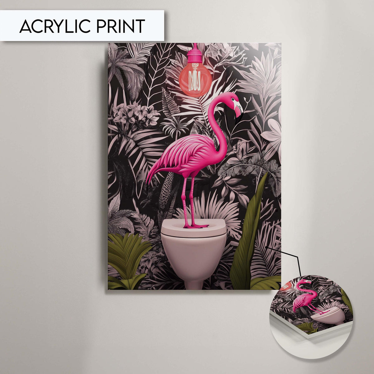 Flamingo Bathroom Art Print, Funny Animal Wall Decor for Bathroom, Tropical Flamingo Print, Flamingo Wall Art for Toilet Art, Bathroom Decor