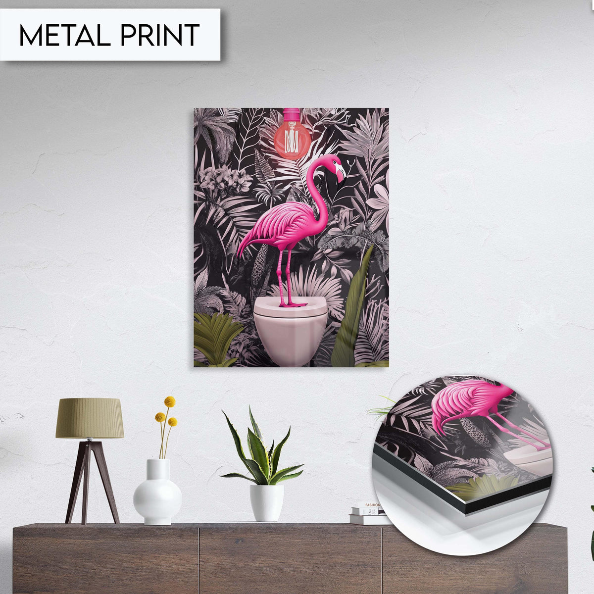 Flamingo Bathroom Art Print, Funny Animal Wall Decor for Bathroom, Tropical Flamingo Print, Flamingo Wall Art for Toilet Art, Bathroom Decor