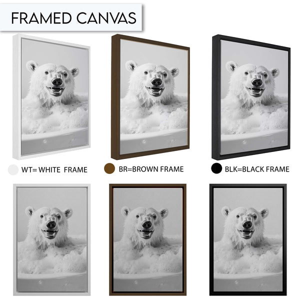 Polar Bear Bathroom Art Print, Funny Animal Wall Decor for Bathroom, Cute Polar Bear Print for Toilet Wall Art, Modern Bathroom Decor