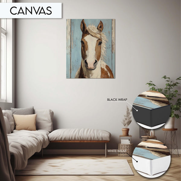 Horse Wall Art, Rustic Horse Art Print, Farmhouse Animal Decor, Horse Portrait Wall Art, Horse Painting Decor, Horse Art for Living Room