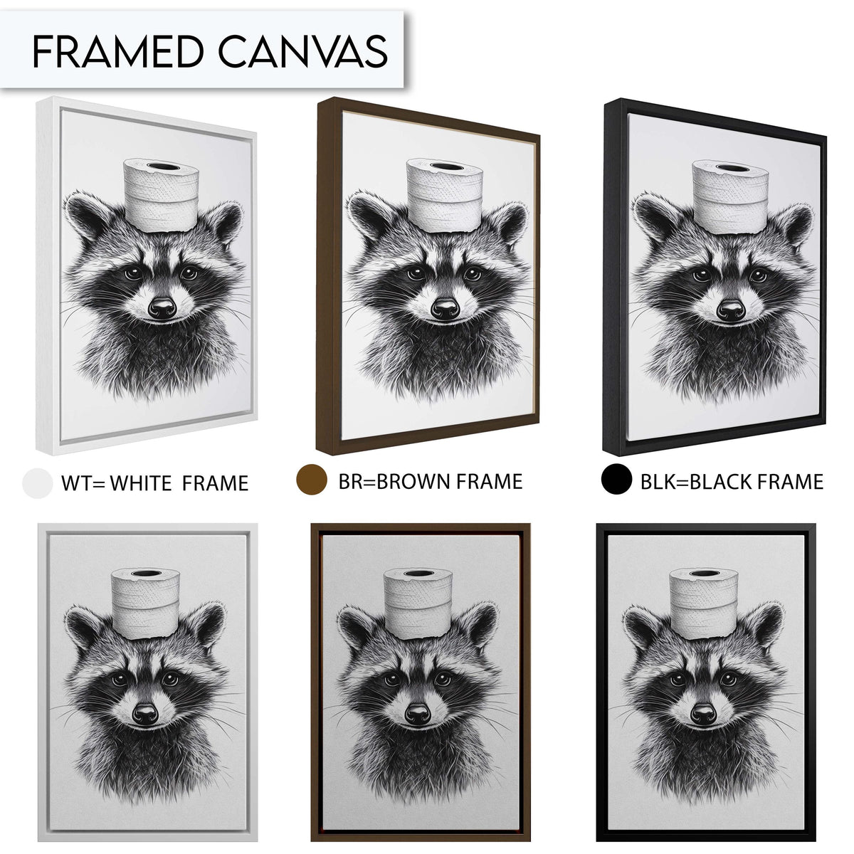 Funny Raccoon Bathroom Art Print, Quirky Animal Wall Art Decor for Bathroom, Toilet Paper Hat Raccoon Art, Cute Bathroom Wall Decor