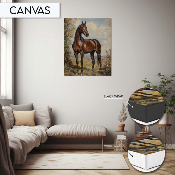 Horse Wall Art, Majestic Horse Portrait Print, Equestrian Decor, Rustic Horse Painting, Animal Wall Art for Living Room, Horse Wall Decor