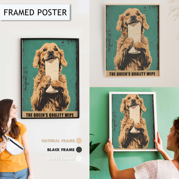 Funny Golden Retriever Bathroom Art Print Wall Art Decor for Bathroom, Dog Wall Decor Artwork for Toilet, Funny Bathroom Sign