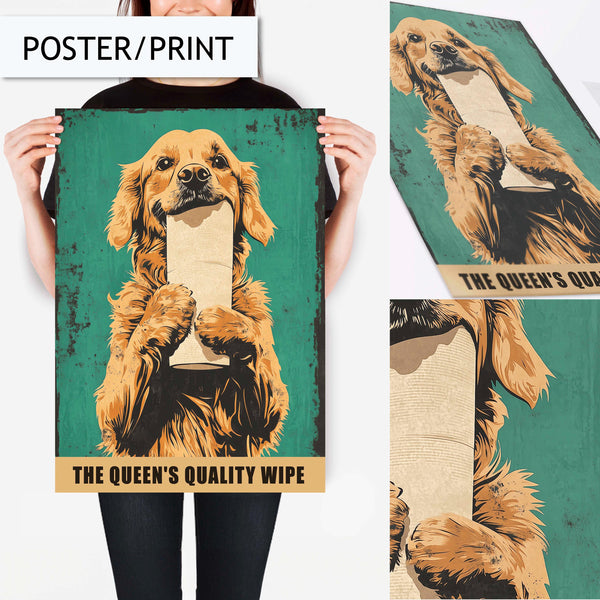 Funny Golden Retriever Bathroom Art Print Wall Art Decor for Bathroom, Dog Wall Decor Artwork for Toilet, Funny Bathroom Sign