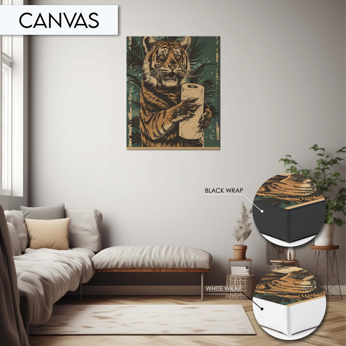 Funny Tiger Bathroom Art Print, Animal Wall Decor for Bathroom, Quirky Tiger Wall Art, Tiger Toilet Paper, Funny Bathroom Wall Art Decor