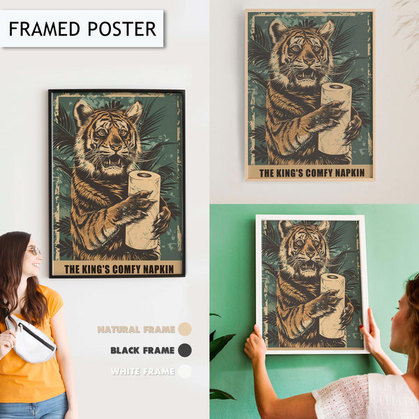 Funny Tiger Bathroom Art Print, Animal Wall Decor for Bathroom, Quirky Tiger Wall Art, Tiger Toilet Paper, Funny Bathroom Wall Art Decor