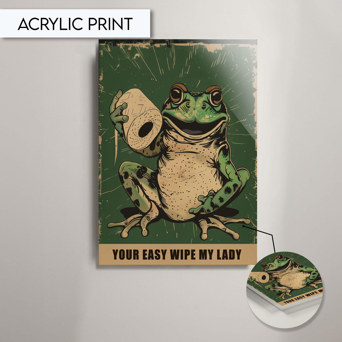 Funny Frog Bathroom Art Print, Animal Wall Decor for Bathroom, Frog Toilet Paper Wall Art, Bathroom Wall Decor, Frog Art for Bathroom Wall