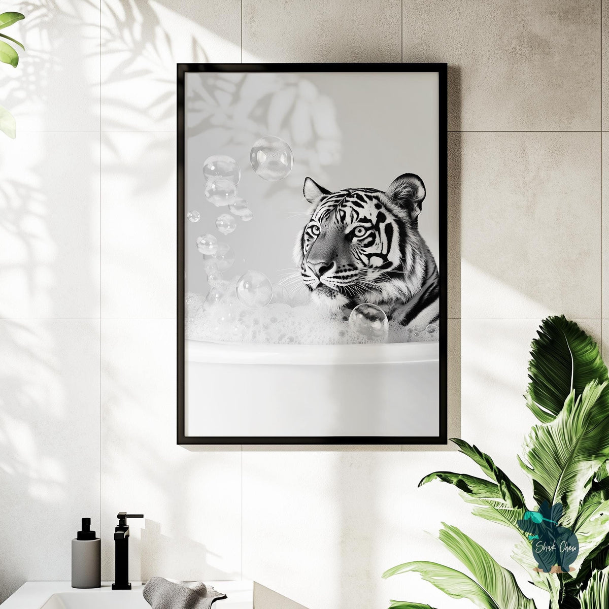 Tiger Bathroom Art Print, Funny Animal Wall Decor for Bathroom, Tiger Print for Toilet Wall Art, Modern Bathroom Decor, Jungle Wall Art