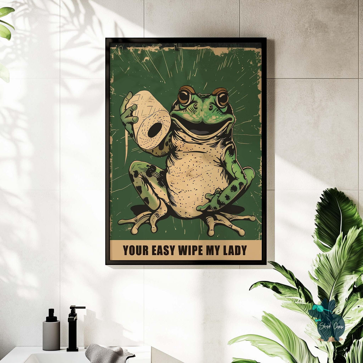 Funny Frog Bathroom Art Print, Animal Wall Decor for Bathroom, Frog Toilet Paper Wall Art, Bathroom Wall Decor, Frog Art for Bathroom Wall