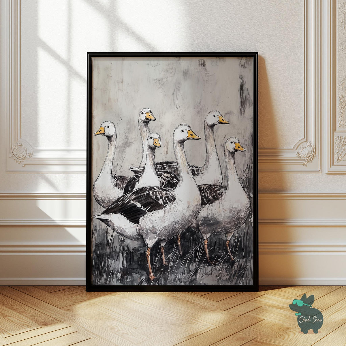 Geese Wall Art, Rustic Goose Art Print, Farmhouse Animal Decor, Goose Portrait Wall Art, Goose Painting Decor, Goose Art for Living Room