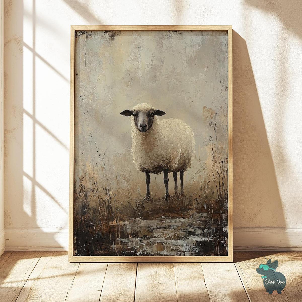 Sheep Wall Art, Rustic Farm Animal Art Print, Farmhouse Sheep Decor, Pastoral Sheep Painting, Country Animal Wall Art, Sheep Portrait Print