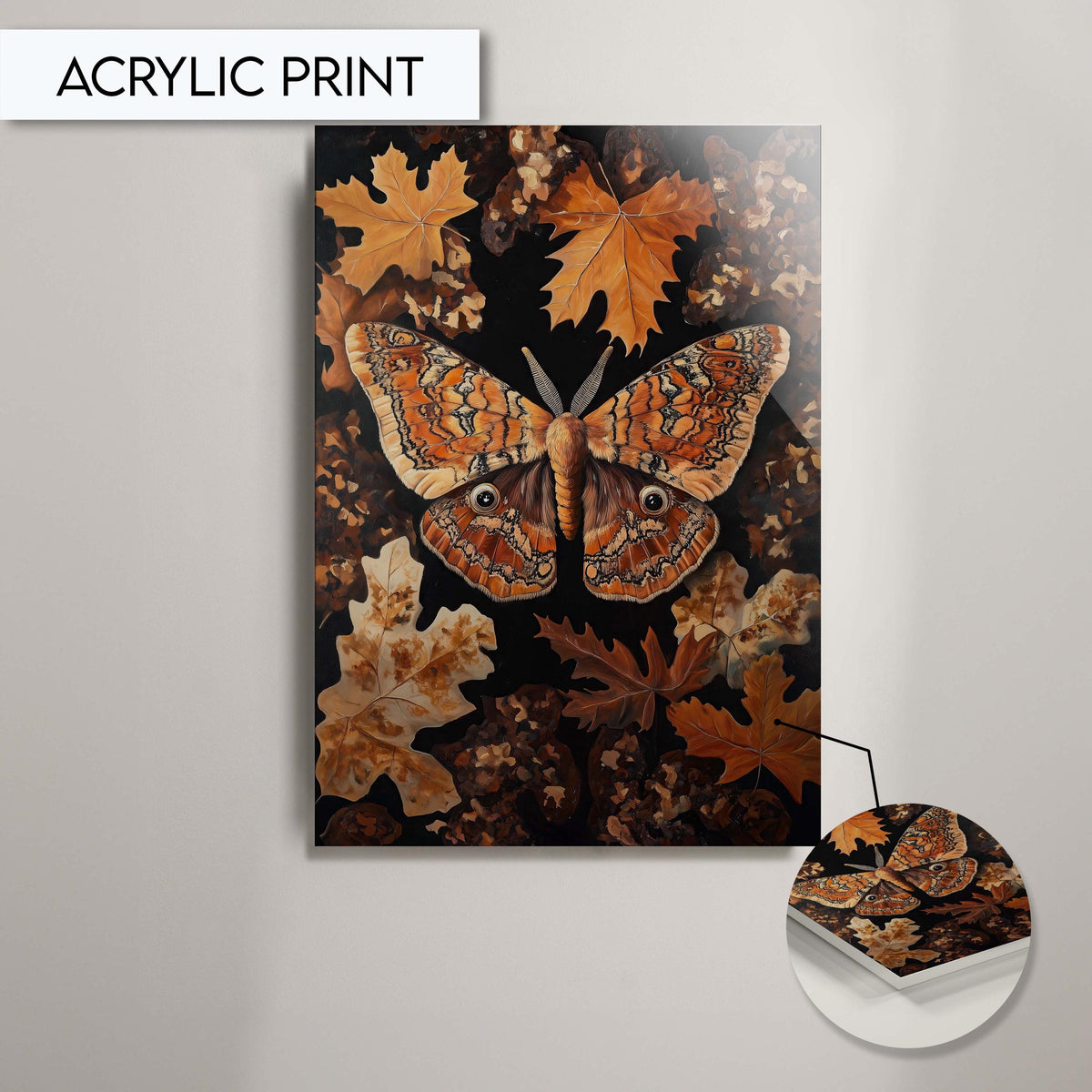 Autumn Butterfly Wall Art, Rustic Butterfly Art Print, Fall Leaves Animal Decor, Butterfly Portrait Wall Art, Fall-Themed Butterfly Art