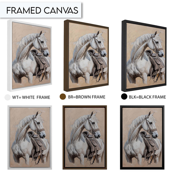 White Horse Wall Art, Equestrian Decor, Horse Portrait Art Print, Rustic Animal Wall Art, Western Horse Art, Elegant Horse Wall Decor