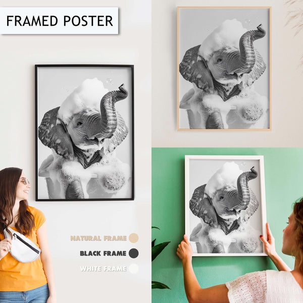 Funny Elephant Bathroom Art Print for Wall Decor, Elephant Animal Wall Art Decor Print, Toilet Print Decor, Elephant Toilet Wall Art Print