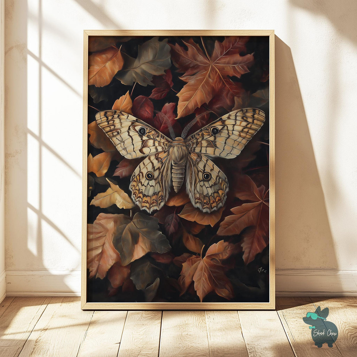 Autumn Butterfly Wall Art, Fall Leaves and Butterfly Print, Rustic Animal Decor, Nature-Inspired Butterfly Painting, Cozy Fall Wall Art