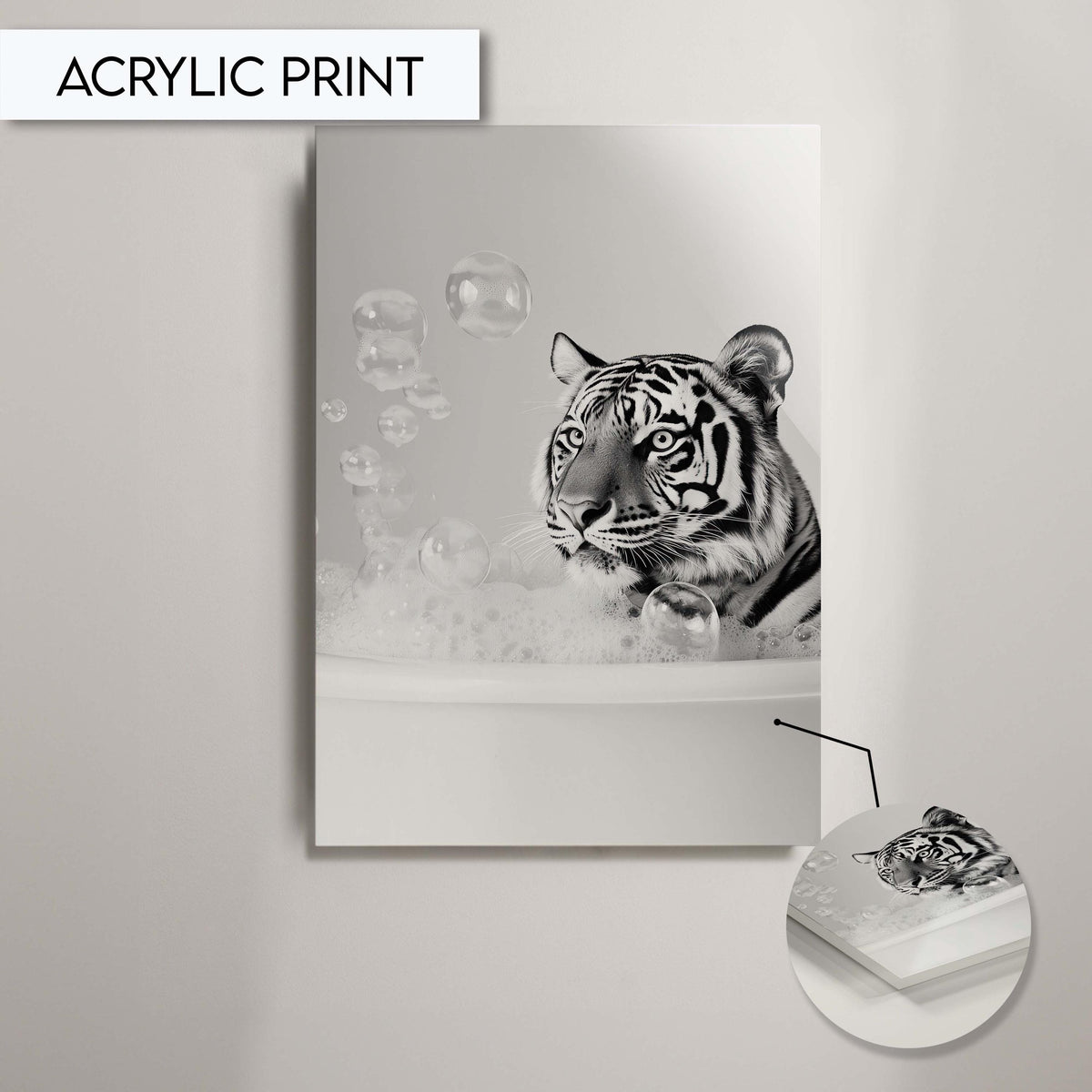 Tiger Bathroom Art Print, Funny Animal Wall Decor for Bathroom, Tiger Print for Toilet Wall Art, Modern Bathroom Decor, Jungle Wall Art