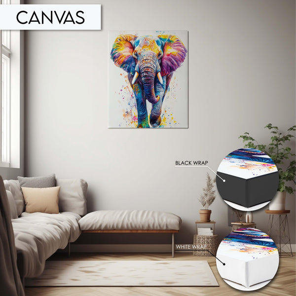 Colorful Elephant Wall Art, Vibrant Animal Art Print, Modern Elephant Painting, Rainbow Elephant Decor, Bold Elephant Wall Art