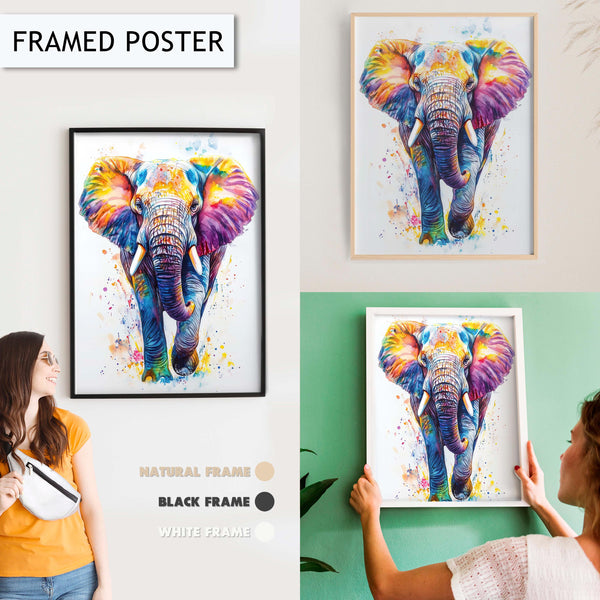 Colorful Elephant Wall Art, Vibrant Animal Art Print, Modern Elephant Painting, Rainbow Elephant Decor, Bold Elephant Wall Art