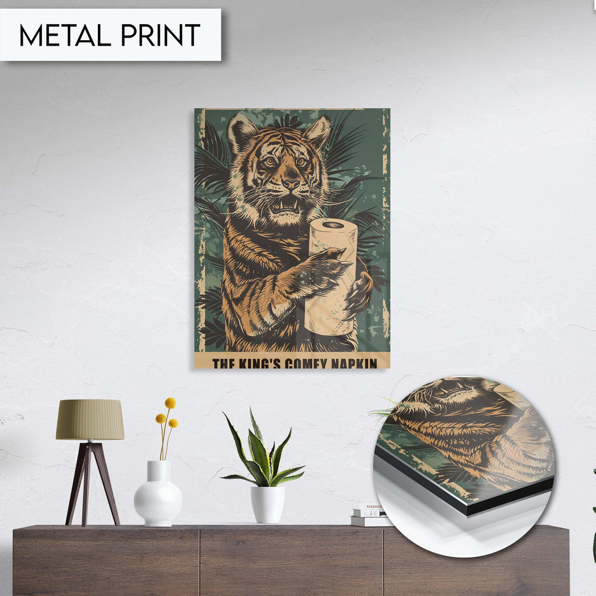 Funny Tiger Bathroom Art Print, Animal Wall Decor for Bathroom, Quirky Tiger Wall Art, Tiger Toilet Paper, Funny Bathroom Wall Art Decor