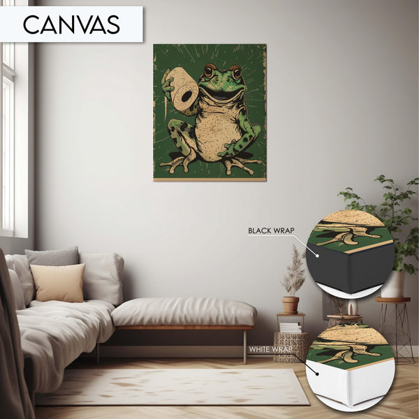 Funny Frog Bathroom Art Print, Animal Wall Decor for Bathroom, Frog Toilet Paper Wall Art, Bathroom Wall Decor, Frog Art for Bathroom Wall