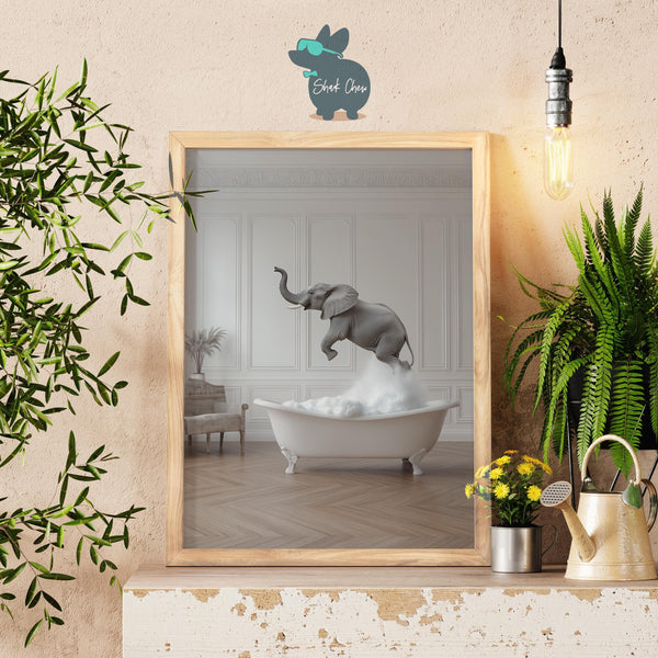 Funny Bathroom Art, Fun Wall Art, Bathroom Accessories, Bathroom Prints, Elephant Bathroom Wall Art, Funny Animal Bathroom Print