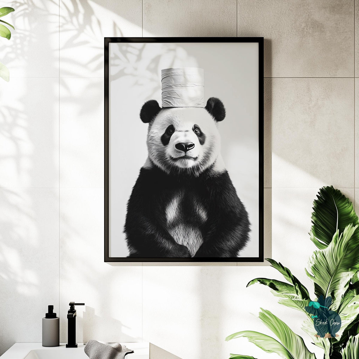 Funny Panda Bathroom Art, Quirky Panda Wall Print, Black and White Animal Art, Toilet Paper Decor, Fun Bathroom Wall Art, Toilet Wall Art