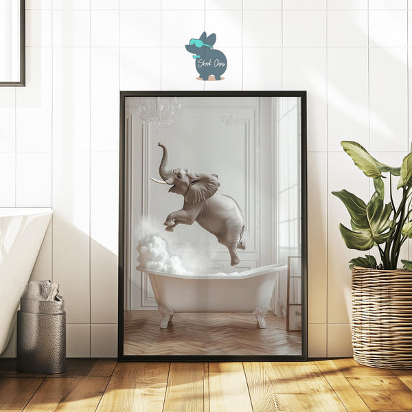 Funny Bathroom Art Print Wall Art Decor, Animal Wall Decor Prints for bathroom wall Art, Baby Elephant Print for Toilet Wall Art Decor