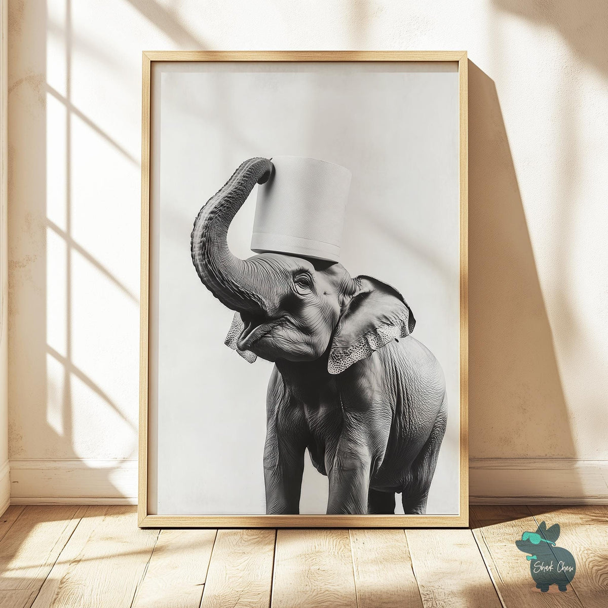 Elephant Bathroom Art Print, Funny Animal Wall Decor for Bathroom, Baby Elephant Print for Toilet Wall Art, Funny Toilet Prints Art Decor