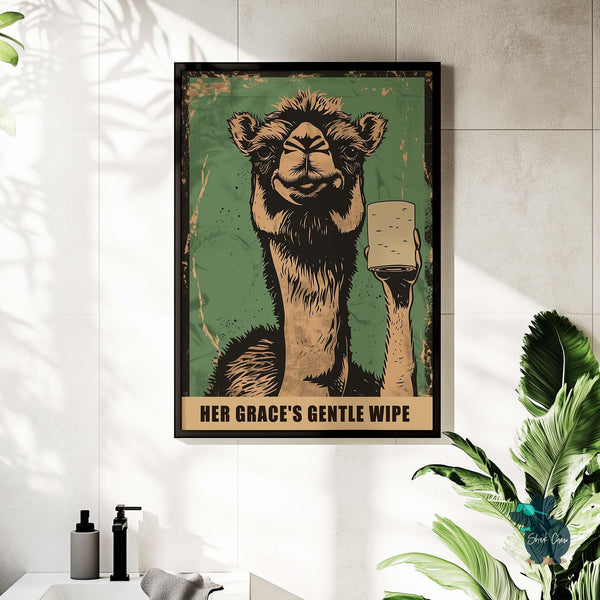 Funny Camel Toilet Art Print for Bathroom Decor, Animal Wall Art Decor, Funny Toilet Wall Art, Humorous Print Bathroom Wall Art Decor