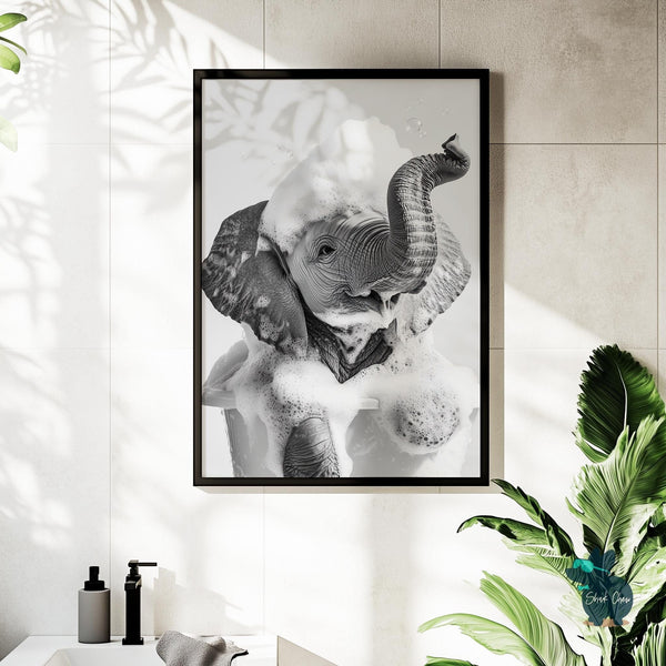 Funny Elephant Bathroom Art Print for Wall Decor, Elephant Animal Wall Art Decor Print, Toilet Print Decor, Elephant Toilet Wall Art Print